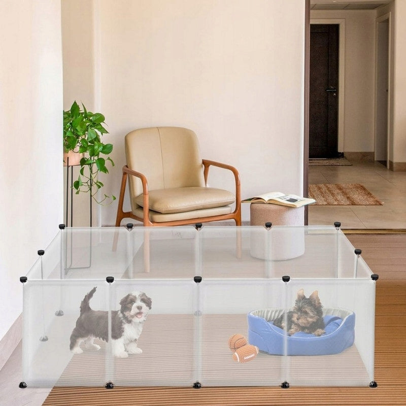 NUXIE Kojec modułowy dla królika 125 x 63 cm – składany wybieg ze stali, 12 przęseł