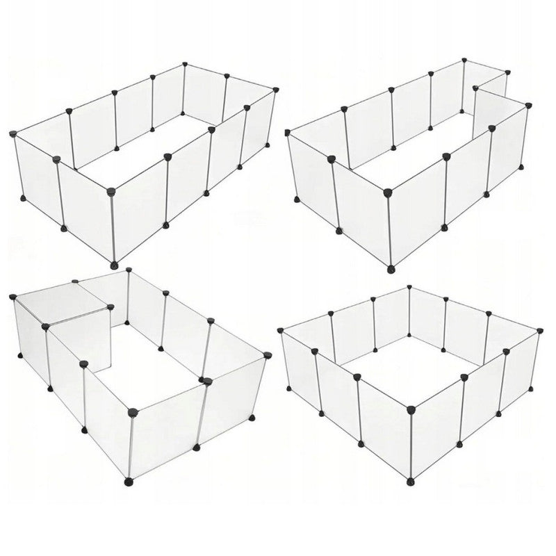 NUXIE Kojec modułowy dla królika 125 x 63 cm – składany wybieg ze stali, 12 przęseł