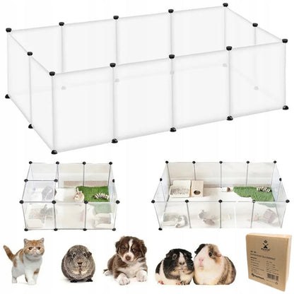 NUXIE Kojec modułowy dla królika 125 x 63 cm – składany wybieg ze stali, 12 przęseł