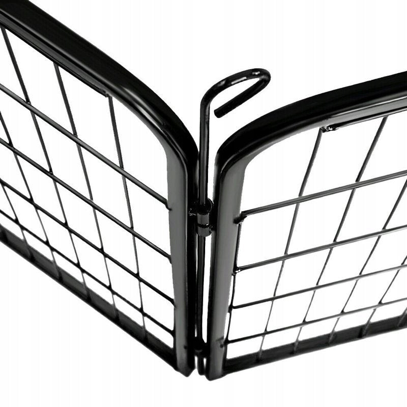 Kojec dla psa metalowy 8 elementów 80 x 100 cm, wybieg na zewnątrz ze stali – czarny