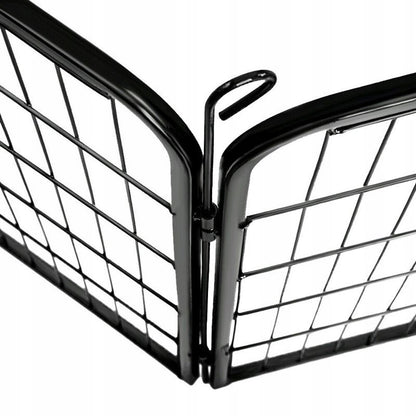 Kojec dla psa metalowy 8 elementów 80 x 100 cm, wybieg na zewnątrz ze stali – czarny
