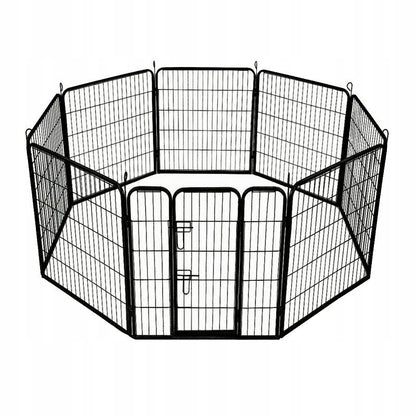 Kojec dla psa metalowy 80 x 80 cm, 8 elementów, zagroda dla szczeniąt i królików – czarny
