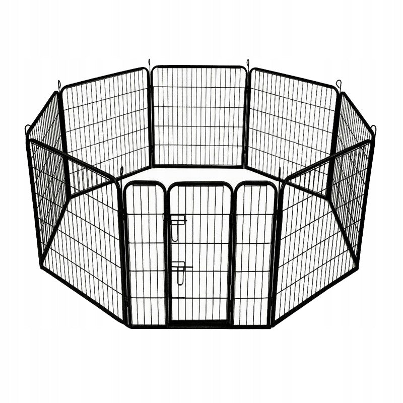 Kojec dla psa metalowy 80 x 80 cm, 8 elementów, zagroda dla szczeniąt i królików – czarny