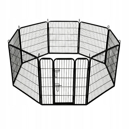 Kojec dla psa metalowy 80 x 80 cm, 8 elementów, zagroda dla szczeniąt i królików – czarny