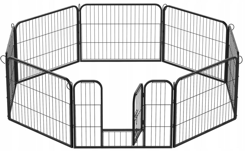 Kojec dla psa metalowy 8 paneli 80x60 cm – wybieg dla szczeniąt, na zewnątrz, szary młotkowy