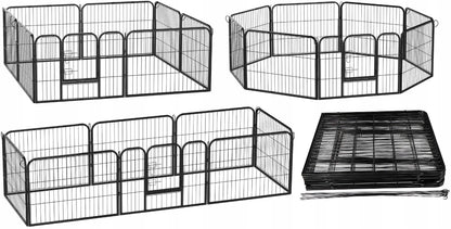 Kojec dla psa metalowy 8 paneli 80x60 cm – wybieg dla szczeniąt, na zewnątrz, szary młotkowy