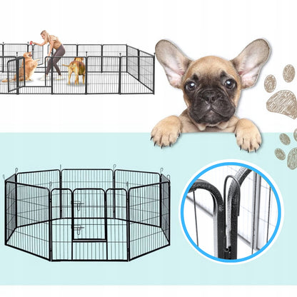 Oh!Dog Kojec modułowy dla psa 80 cm metalowy – 8 elementów, wybieg na zewnątrz