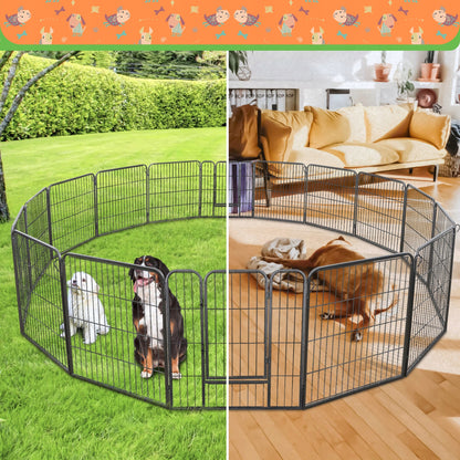 Oh!Dog Kojec modułowy dla psa 80 cm metalowy – 8 elementów, wybieg na zewnątrz