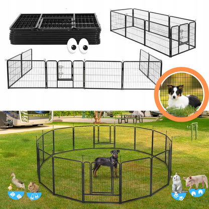 Oh!Dog Kojec modułowy dla psa 80 cm metalowy – 8 elementów, wybieg na zewnątrz