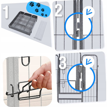 Oh!Dog Kojec modułowy dla psa 80 cm metalowy – 8 elementów, wybieg na zewnątrz