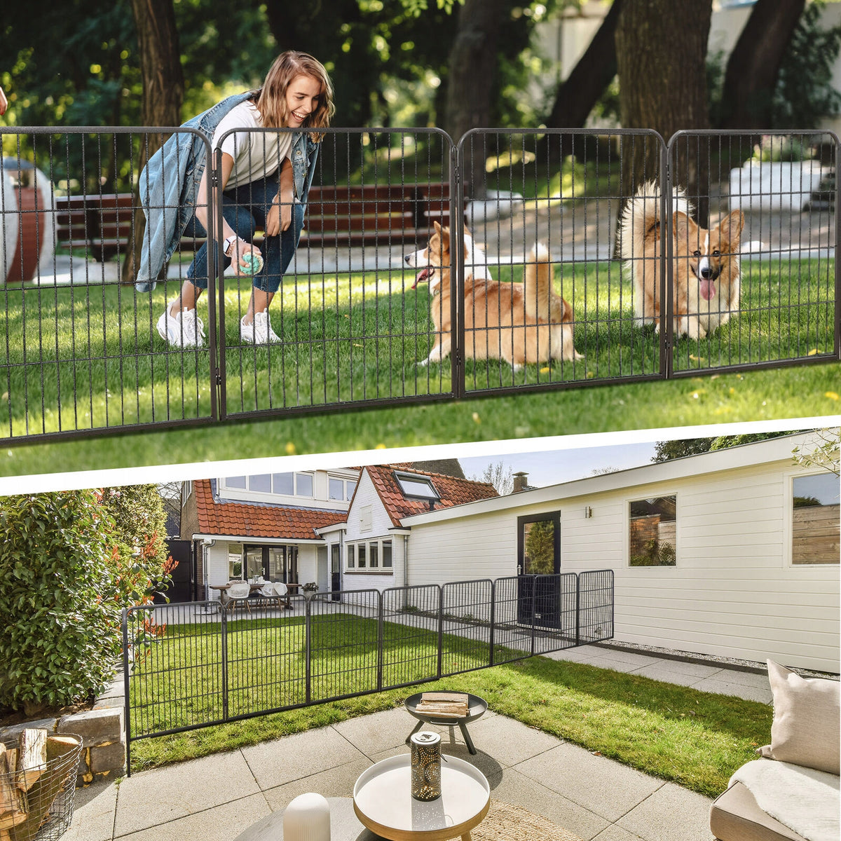 Oh!Dog Kojec modułowy dla psa 80 cm metalowy – 8 elementów, wybieg na zewnątrz