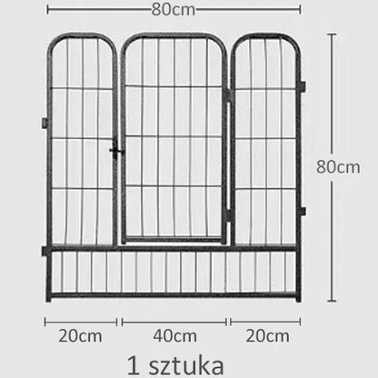 Kojec dla psa metalowy 8 paneli 80 x 78 cm z drzwiczkami – modułowy wybieg, czarny