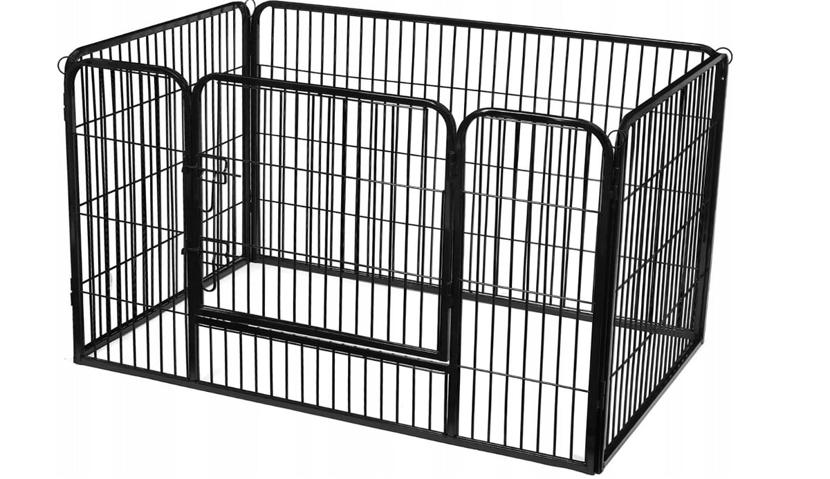 Kojec dla psa metalowy 8 paneli 80 x 78 cm z drzwiczkami – modułowy wybieg, czarny