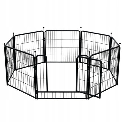 Kojec dla psa metalowy 8 paneli 80 x 78 cm z drzwiczkami – modułowy wybieg, czarny
