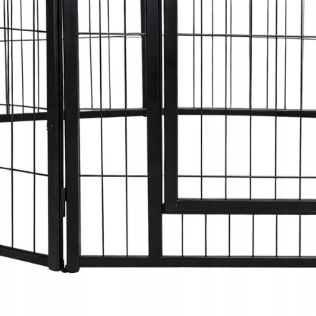Kojec dla psa metalowy 8 paneli 80 x 78 cm z drzwiczkami – modułowy wybieg, czarny
