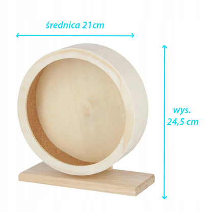 Trixie Drewniany kołowrotek dla chomika i myszy 21 cm z korkową bieżnią, cichy – naturalny