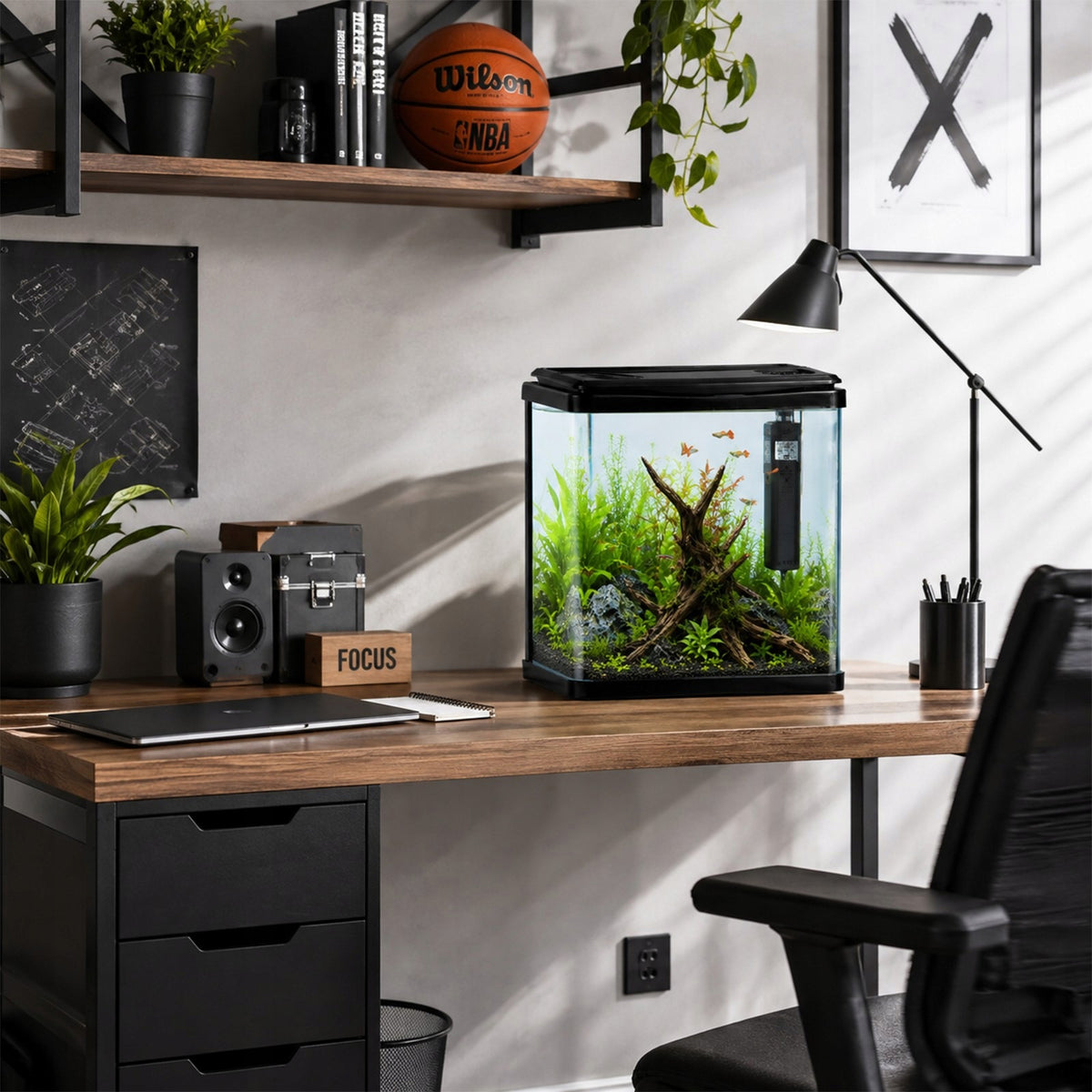 Kruger Meier Arona mini akwarium 3 l z filtrem i oświetleniem LED – zestaw startowy, czarne
