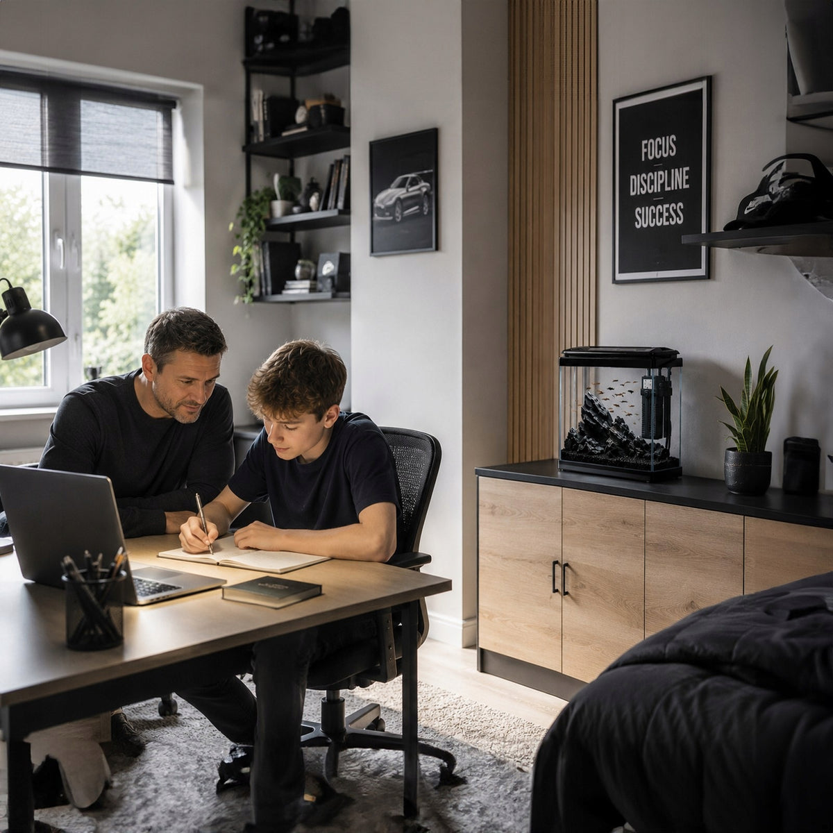 Kruger Meier Arona mini akwarium 3 l z filtrem i oświetleniem LED – zestaw startowy, czarne