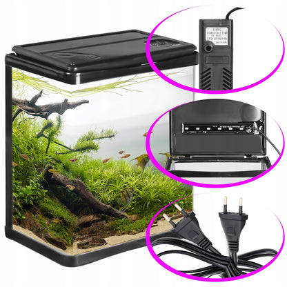 Kruger Meier Arona mini akwarium 3 l z filtrem i oświetleniem LED – zestaw startowy, czarne