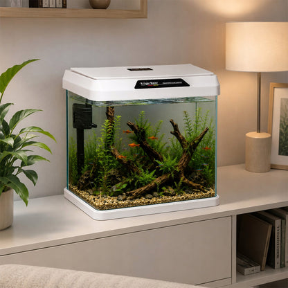 Kruger Meier Como akwarium 7 l z filtrem i oświetleniem LED – zestaw startowy, białe