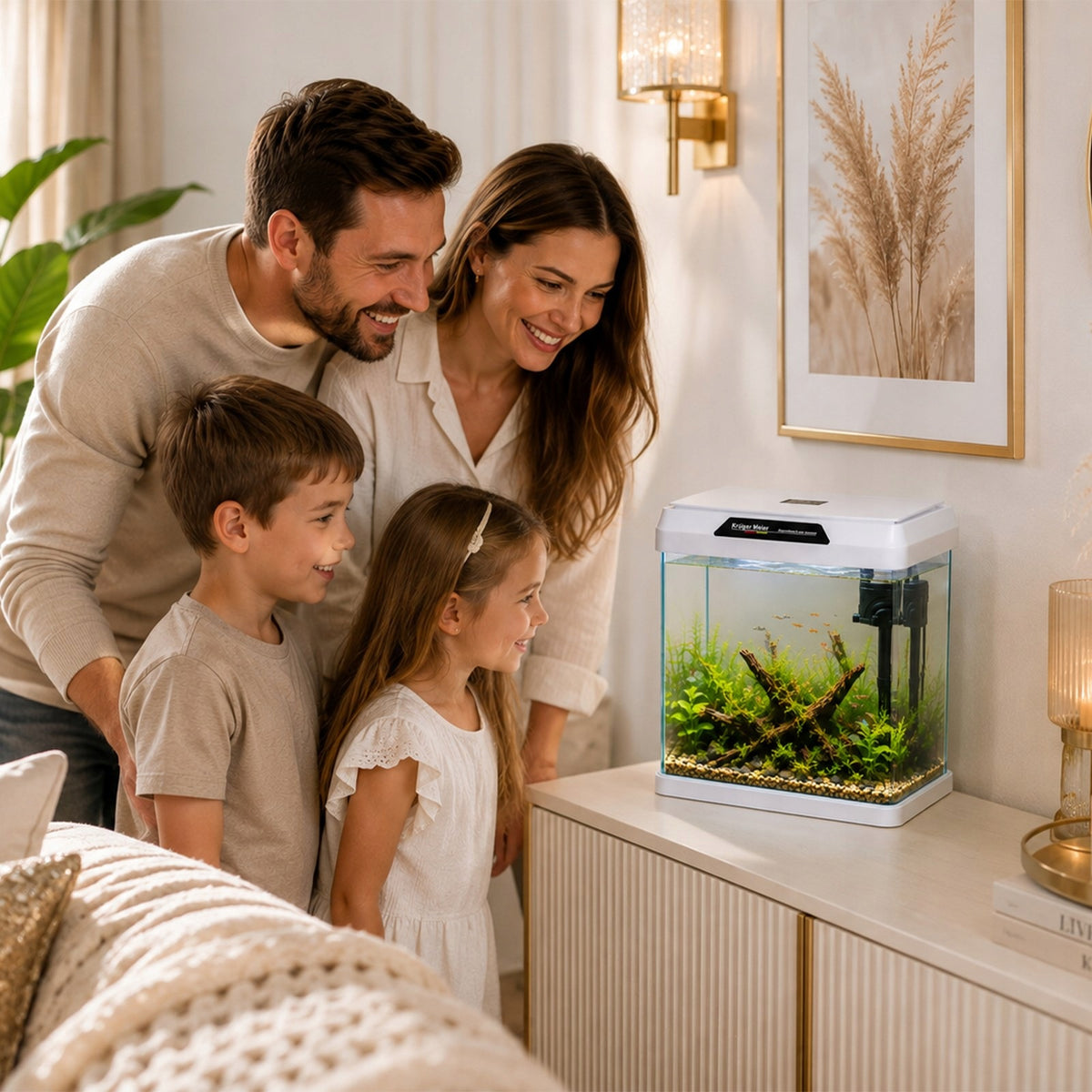 Kruger Meier Como akwarium 7 l z filtrem i oświetleniem LED – zestaw startowy, białe