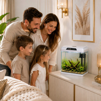 Kruger Meier Como akwarium 7 l z filtrem i oświetleniem LED – zestaw startowy, białe