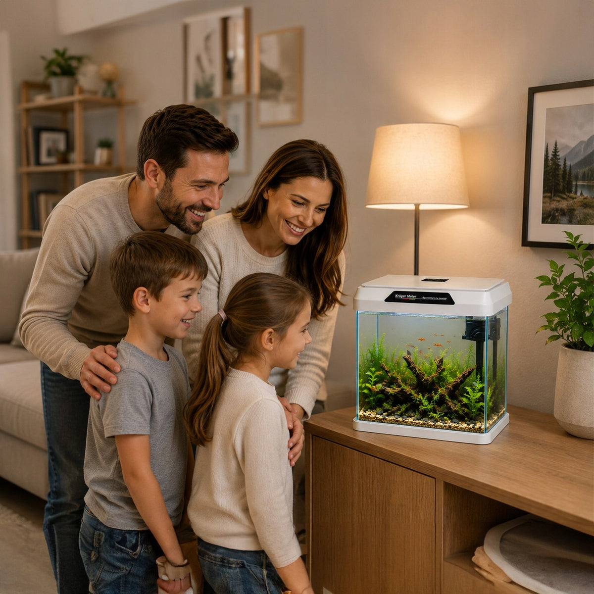 Kruger Meier Como akwarium 7 l z filtrem i oświetleniem LED – zestaw startowy, białe