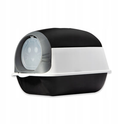 Aptel Kuweta dla kota zamknięta 50 × 35 × 36 cm z filtrem, drzwiczkami i łopatką – czarna