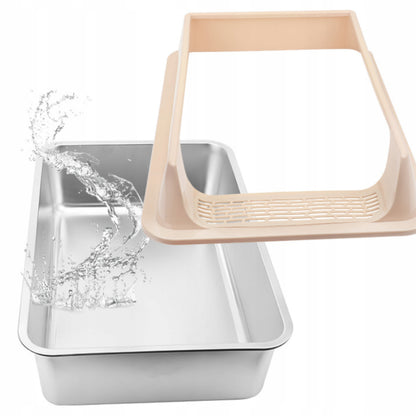 SIEMIEC Kuweta otwarta dla kota 50 x 35 x 24 cm, rozmiar L, z ramką i łopatką – szara