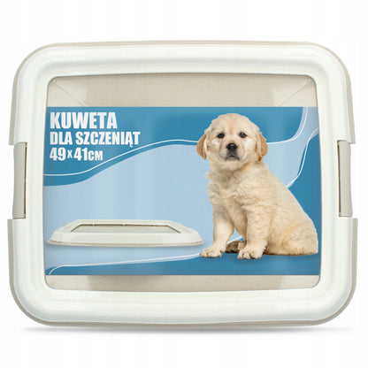 Kuweta dla psa 49 x 41 cm na podkłady 40 x 60 cm – toaleta do nauki czystości, kremowo-brązowa