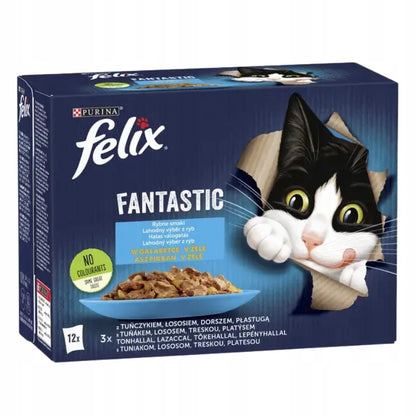 Felix Fantastic mokra karma dla kota w galaretce 72 x 85 g – rybne smaki, mix