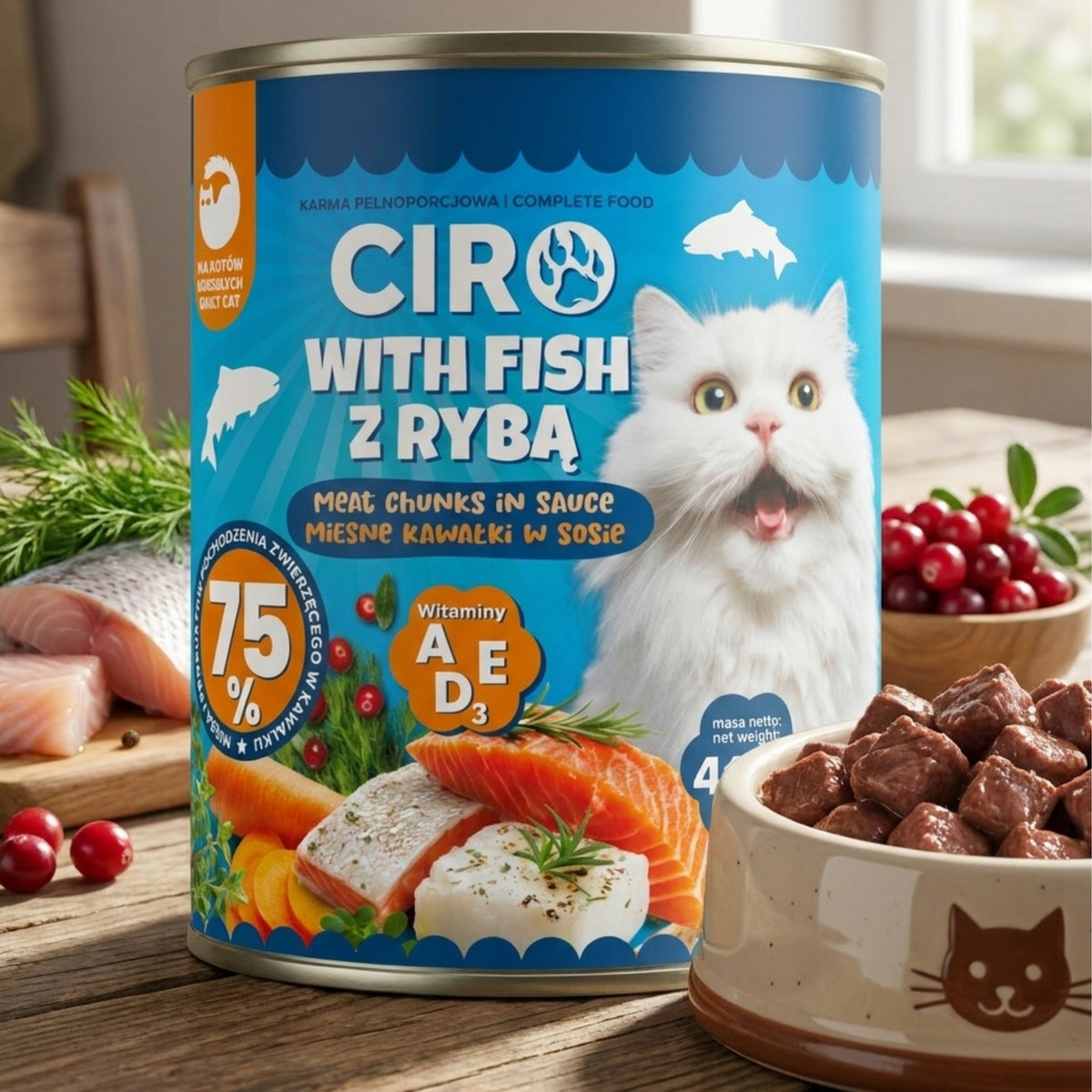 Ciro Karma mokra dla kota z łososiem w sosie 12 x 415 g – mięsne kawałki, puszki