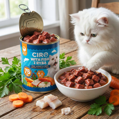 Ciro Karma mokra dla kota z łososiem w sosie 12 x 415 g – mięsne kawałki, puszki