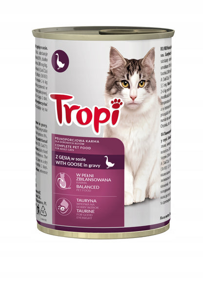 Tropi mokra karma dla kota w sosie, 24 x 415 g, 6 smaków – zestaw puszek 9,96 kg