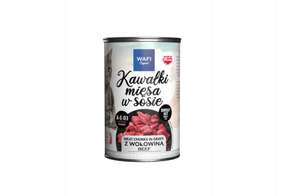 Wafi Mokra karma dla kota kawałki w sosie 24 x 415 g – puszki, mix wołowina i drób
