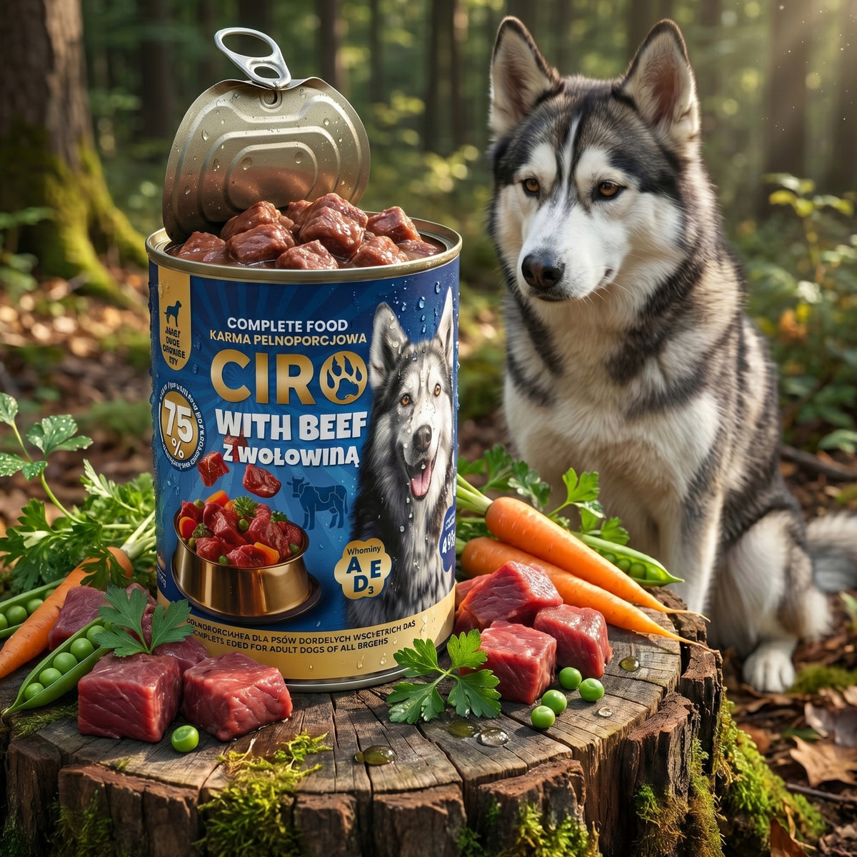 Ciro Mokra karma dla psa w puszkach 12 x 415 g – mięsne kawałki w sosie, wołowina