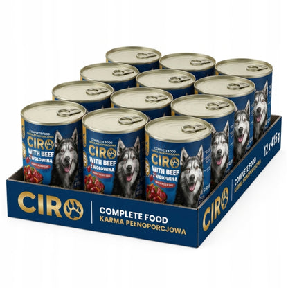 Ciro Mokra karma dla psa w puszkach 12 x 415 g – mięsne kawałki w sosie, wołowina