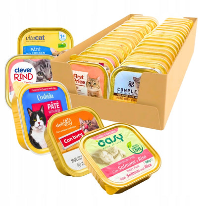 Oasy Mokra karma dla kota w pasztecie 34 tacki 85 g i 100 g – mix smaków, koty dorosłe