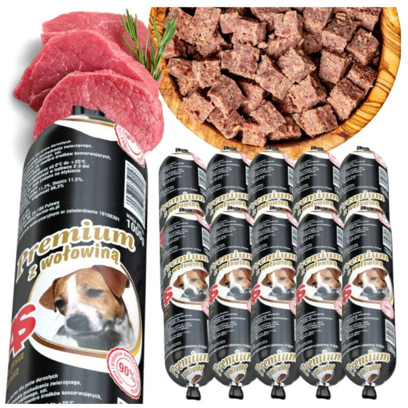 AS Premium Mokra karma dla psa w batonach, wołowina 90% mięsa – 10 x 1 kg