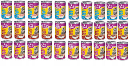 Basil mokra karma dla kota w puszkach 30 x 415 g – mix smaków drób, wołowina, łosoś