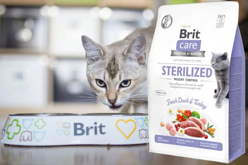 Brit Care sucha karma dla kota sterylizowanego 7 kg bezzbożowa, weight control – kaczka z indykiem