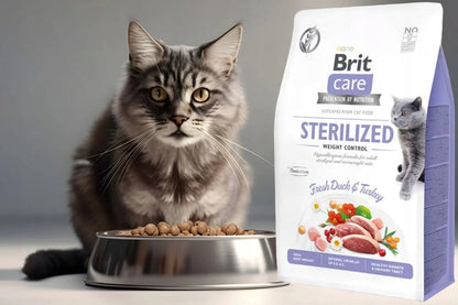 Brit Care sucha karma dla kota sterylizowanego 7 kg bezzbożowa, weight control – kaczka z indykiem