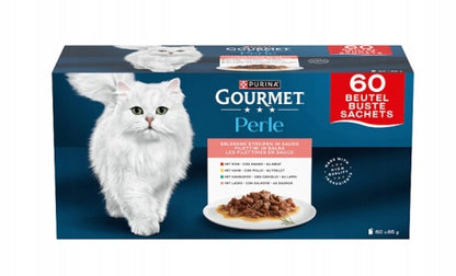 Gourmet Perle mokra karma dla kota 60 x 85 g – fileciki w sosie, mix smaków