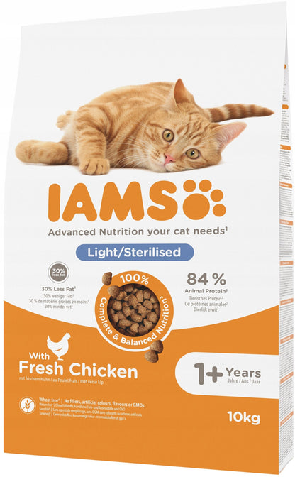 Iams sucha karma dla kota sterylizowanego Adult z kurczakiem 10 kg – dla dorosłych kotów