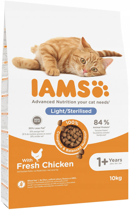 Iams sucha karma dla kota sterylizowanego Adult z kurczakiem 10 kg – dla dorosłych kotów