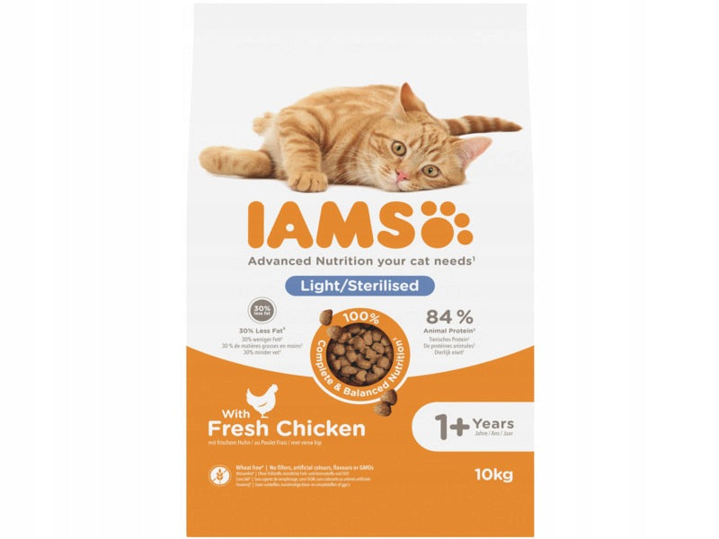 Iams sucha karma dla kota sterylizowanego Adult z kurczakiem 10 kg – dla dorosłych kotów