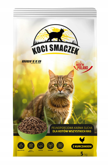 BioFeed Koci Smaczek sucha karma dla kota 5 kg – pełnoporcjowa, dla dorosłych, kurczak
