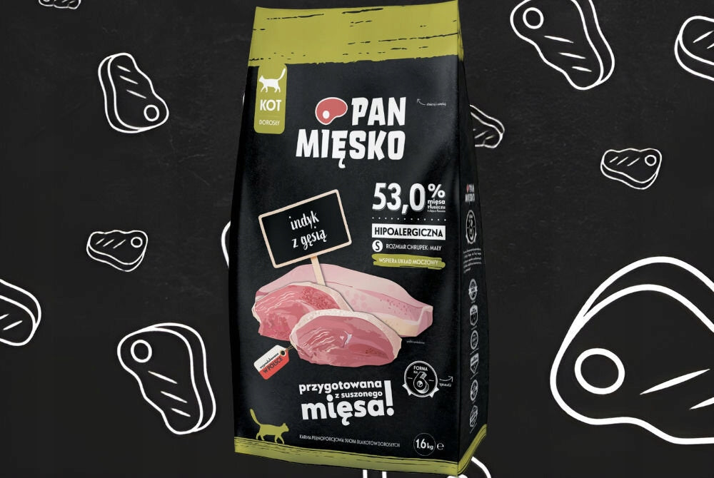 Pan Mięsko sucha karma dla kota indyk z gęsią 2 x 1,6 kg – bezzbożowa, hipoalergiczna, S