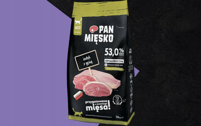 Pan Mięsko sucha karma dla kota indyk z gęsią 2 x 1,6 kg – bezzbożowa, hipoalergiczna, S