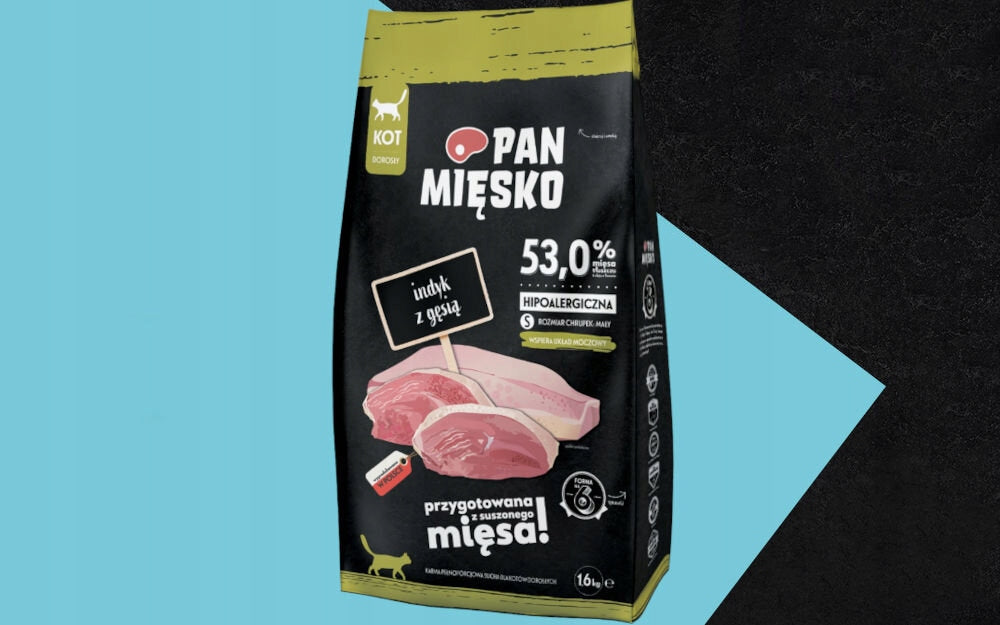 Pan Mięsko sucha karma dla kota indyk z gęsią 2 x 1,6 kg – bezzbożowa, hipoalergiczna, S